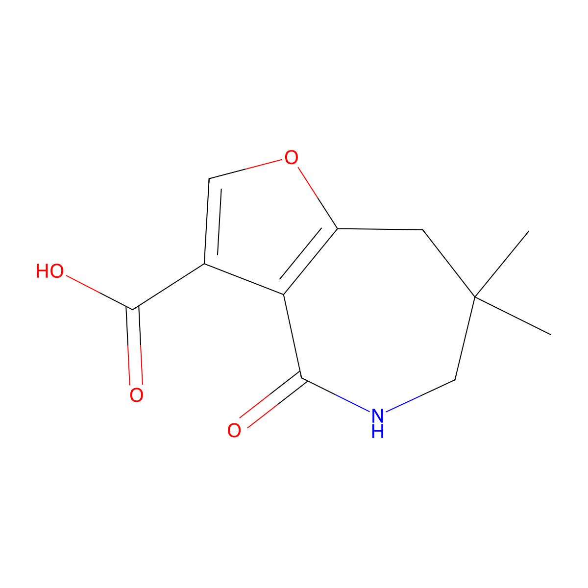 7,7-dimethyl-4-oxo-4H,5H,6H,7H,8H-furo[3,2-c]azepine-3-carboxylic acid molecular structure, CAS 2060000-52-2