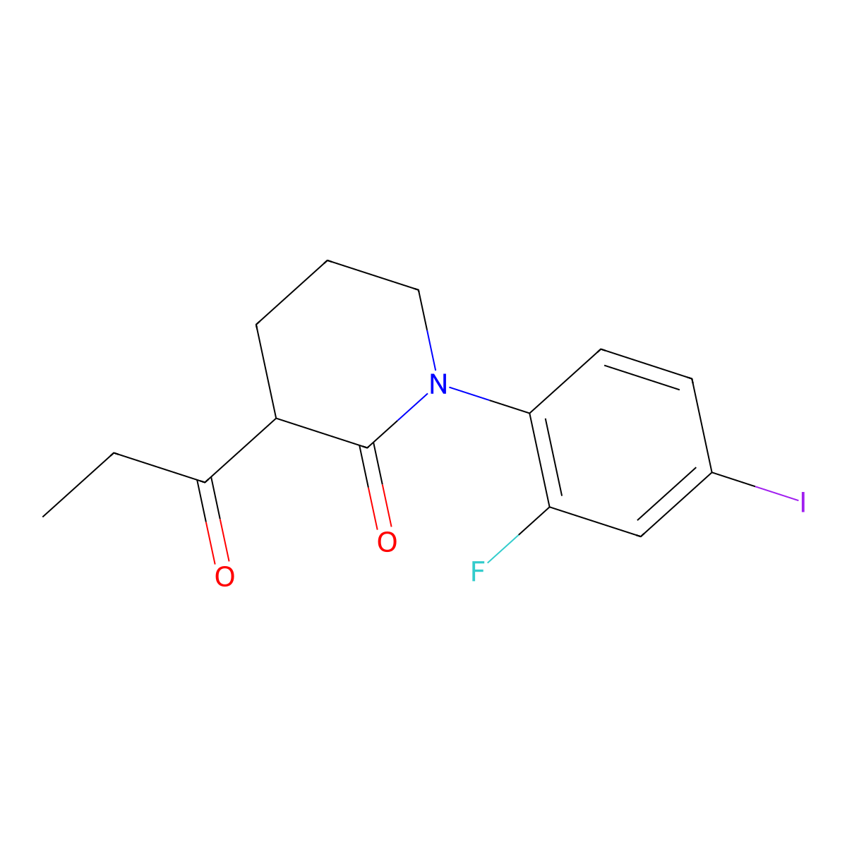 1-(2-Fluoro-4-iodophenyl)-3-propanoylpiperidin-2-one molecular structure, CAS 2060000-56-6