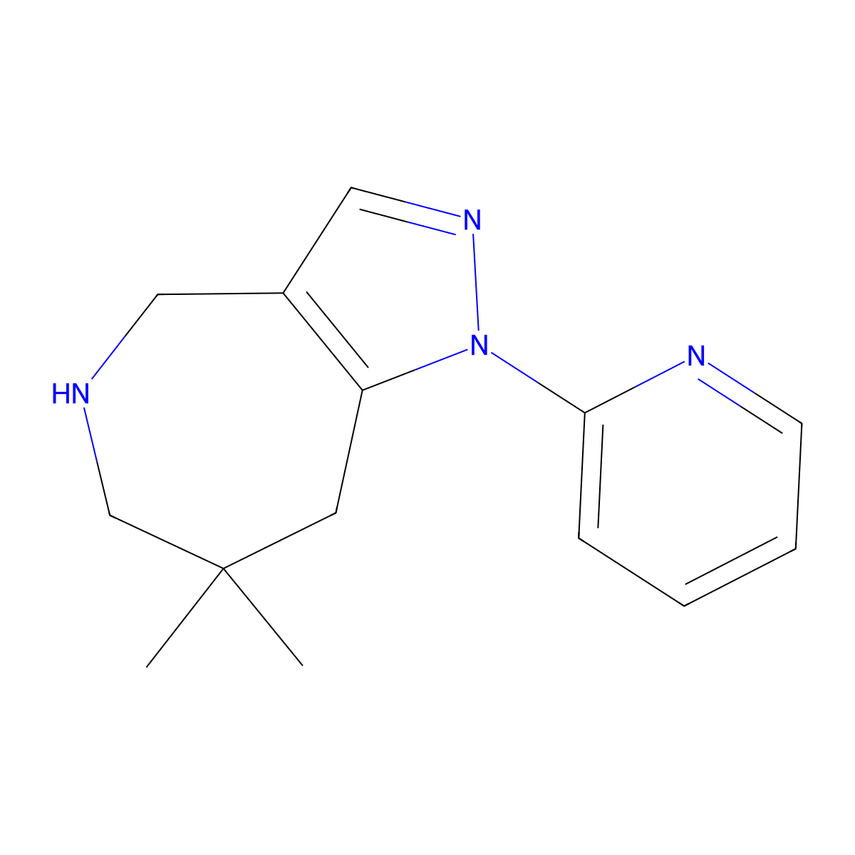 2-{7,7-dimethyl-1H,4H,5H,6H,7H,8H-pyrazolo[4,3-c]azepin-1-yl}pyridine molecular structure, CAS 2060000-58-8