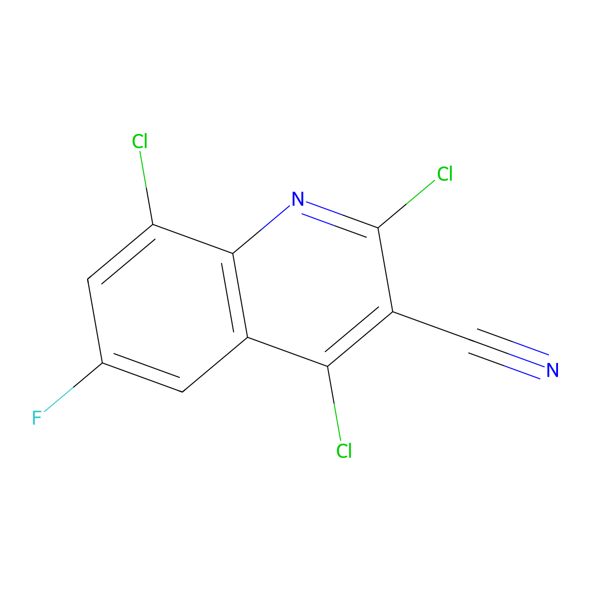 2,4,8-Trichloro-6-fluoroquinoline-3-carbonitrile molecular structure, CAS 2060000-60-2