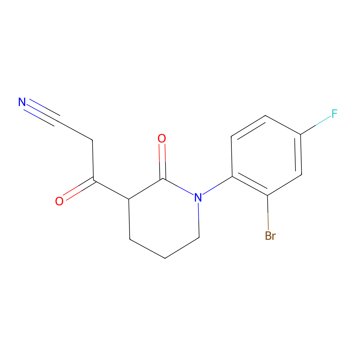 3-[1-(2-Bromo-4-fluorophenyl)-2-oxopiperidin-3-yl]-3-oxopropanenitrile molecular structure, CAS 2060000-64-6