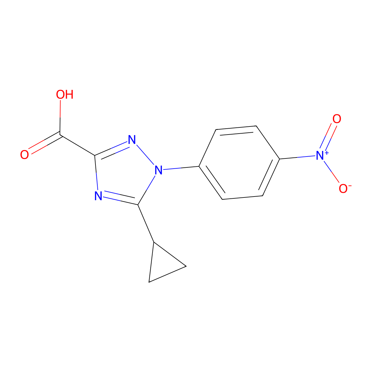5-Cyclopropyl-1-(4-nitrophenyl)-1H-1,2,4-triazole-3-carboxylic acid molecular structure, CAS 2060000-65-7