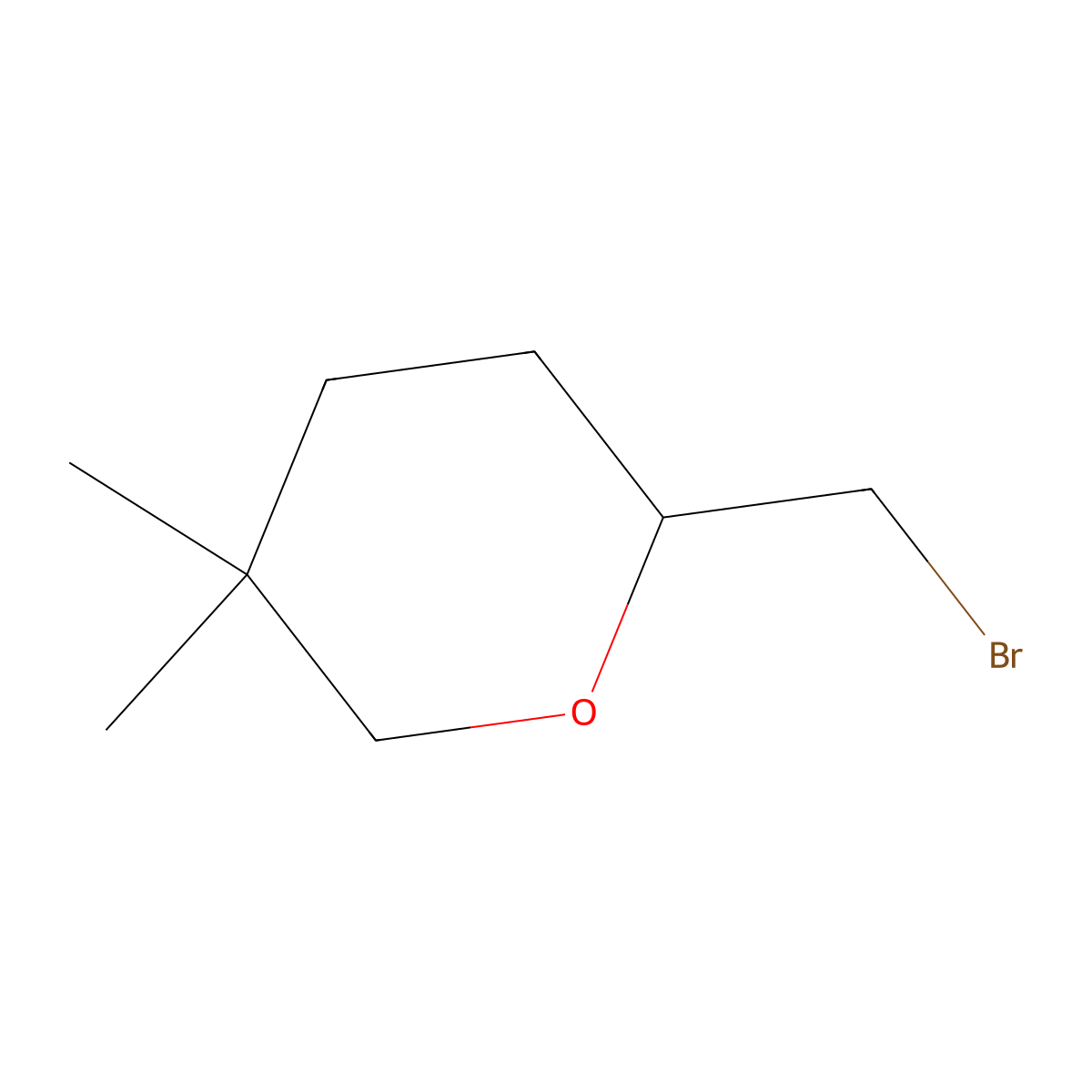 2-(Bromomethyl)-5,5-dimethyloxane molecular structure, CAS 2060000-68-0