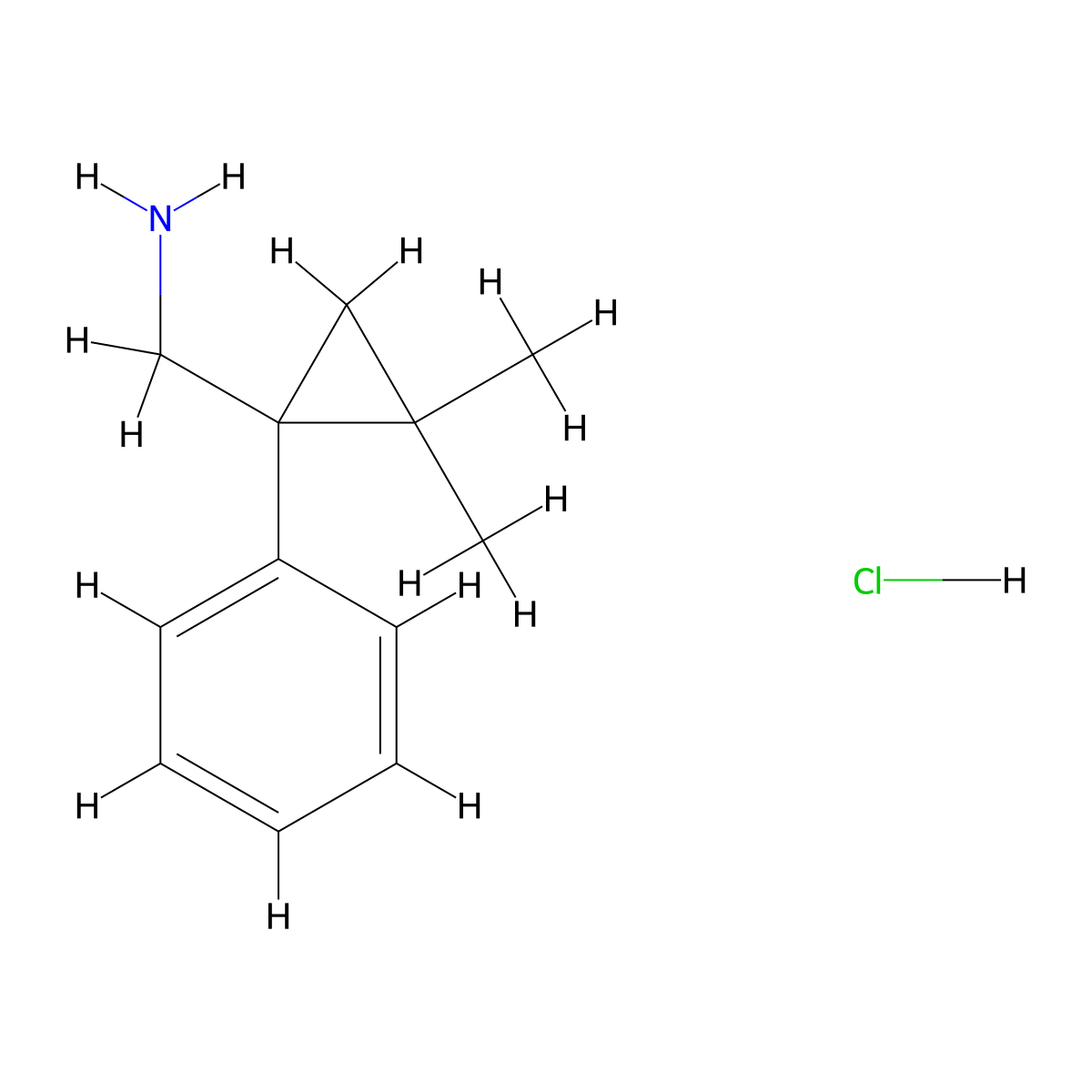 (2,2-Dimethyl-1-phenylcyclopropyl)methanamine hydrochloride molecular structure, CAS 2060000-69-1