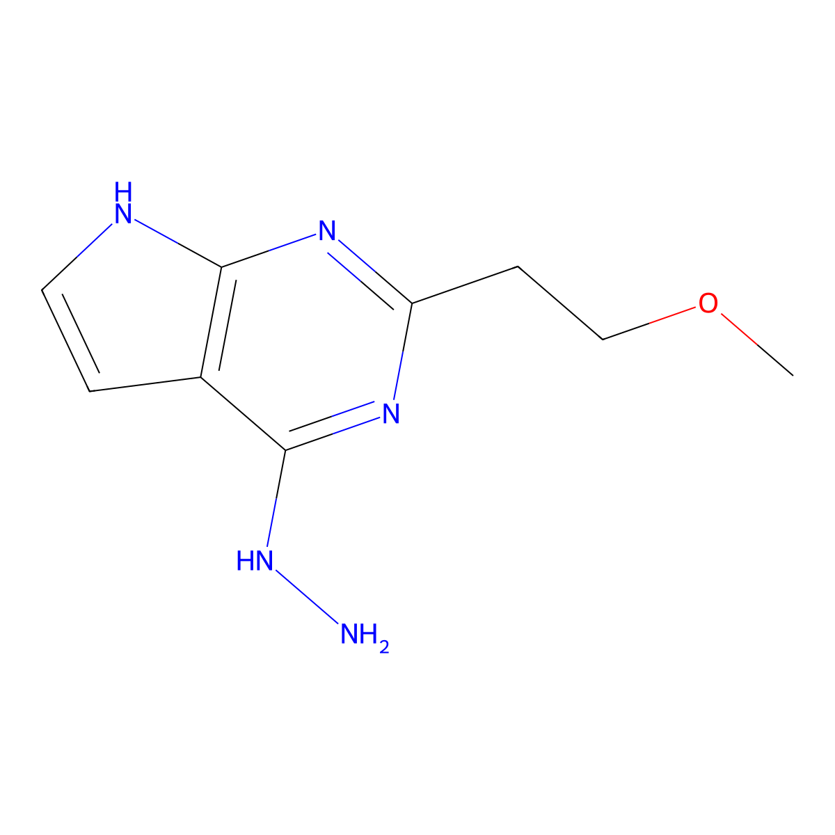 4-Hydrazinyl-2-(2-methoxyethyl)-7H-pyrrolo[2,3-d]pyrimidine molecular structure, CAS 2060004-95-5