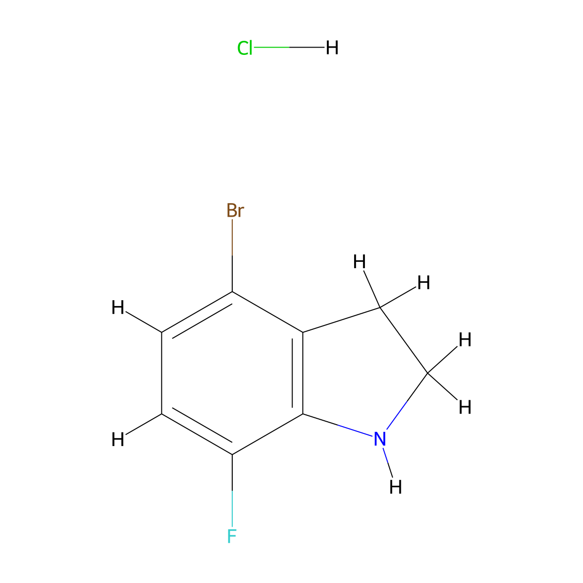 4-bromo-7-fluoro-2,3-dihydro-1H-indole hydrochloride molecular structure, CAS 2060004-97-7