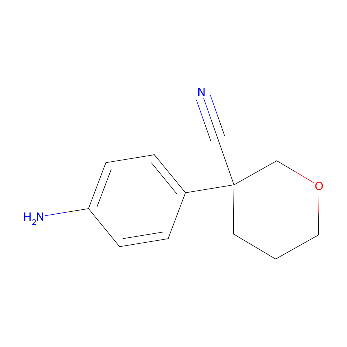 3-(4-Aminophenyl)oxane-3-carbonitrile molecular structure, CAS 2060004-98-8