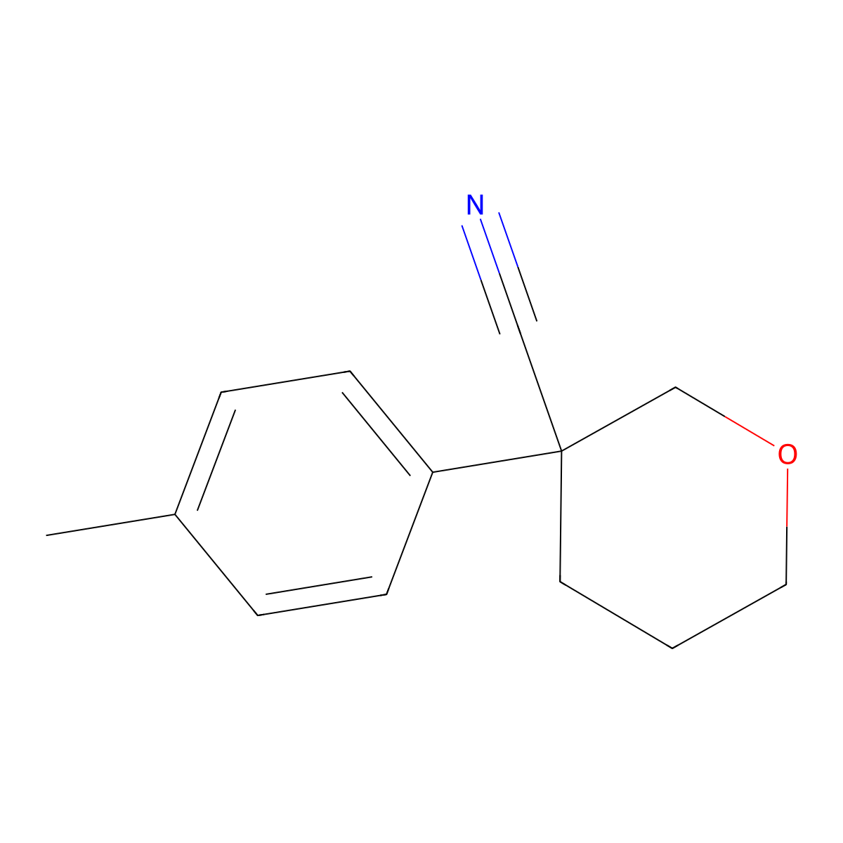 3-(4-Methylphenyl)oxane-3-carbonitrile molecular structure, CAS 2060005-05-0