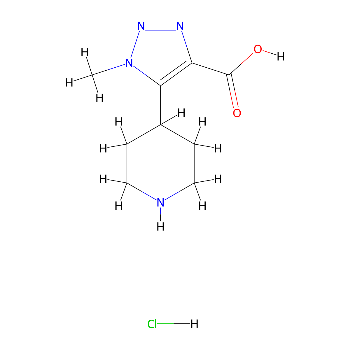 1-Methyl-5-(piperidin-4-yl)-1H-1,2,3-triazole-4-carboxylic acid hydrochloride molecular structure, CAS 2060005-07-2
