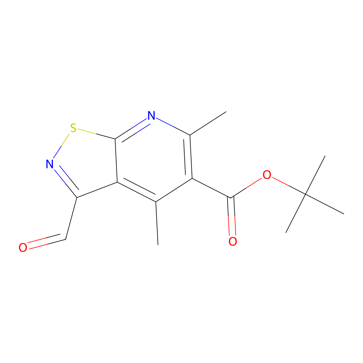 tert-Butyl 3-formyl-4,6-dimethyl-[1,2]thiazolo[5,4-b]pyridine-5-carboxylate molecular structure, CAS 2060005-19-6