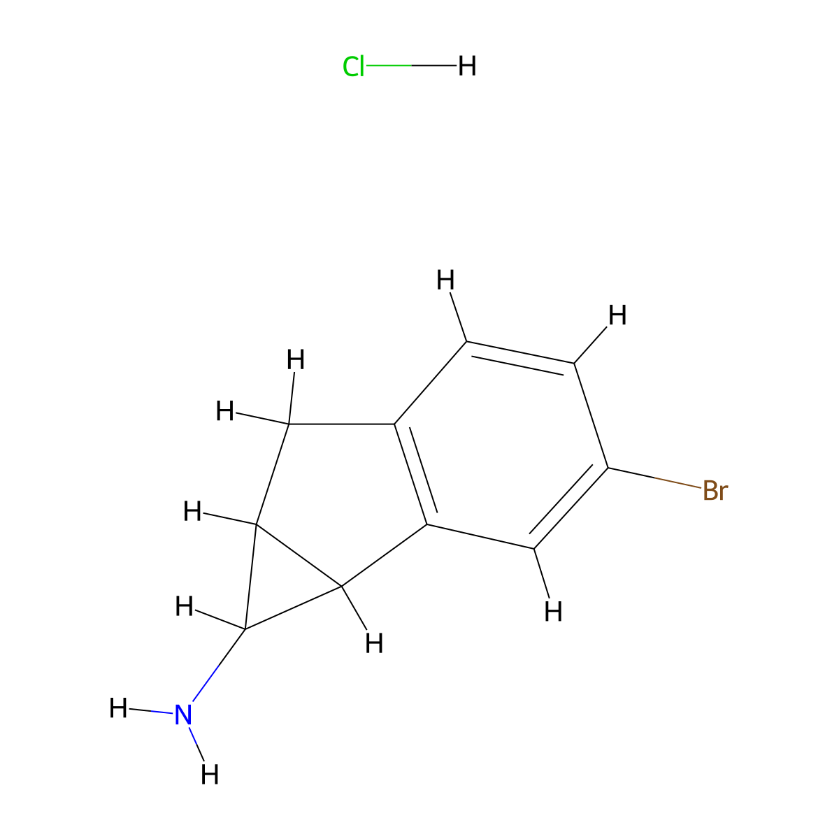 3-bromo-1H,1aH,6H,6aH-cyclopropa[a]inden-1-amine hydrochloride molecular structure, CAS 2060005-22-1