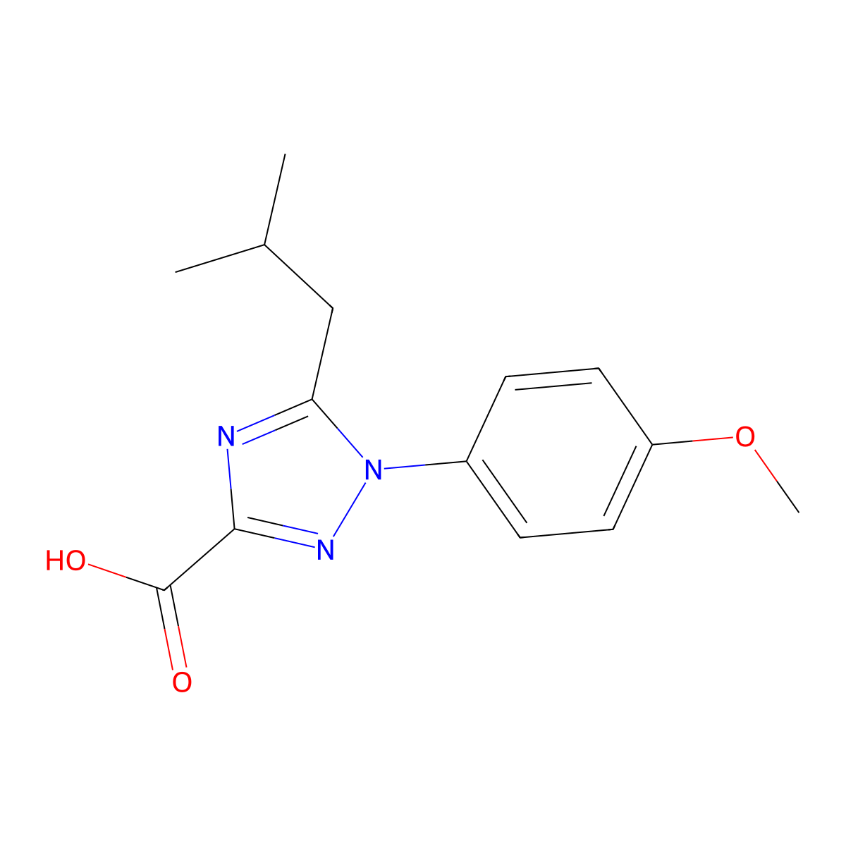 1-(4-Methoxyphenyl)-5-(2-methylpropyl)-1H-1,2,4-triazole-3-carboxylic acid molecular structure, CAS 2060005-25-4