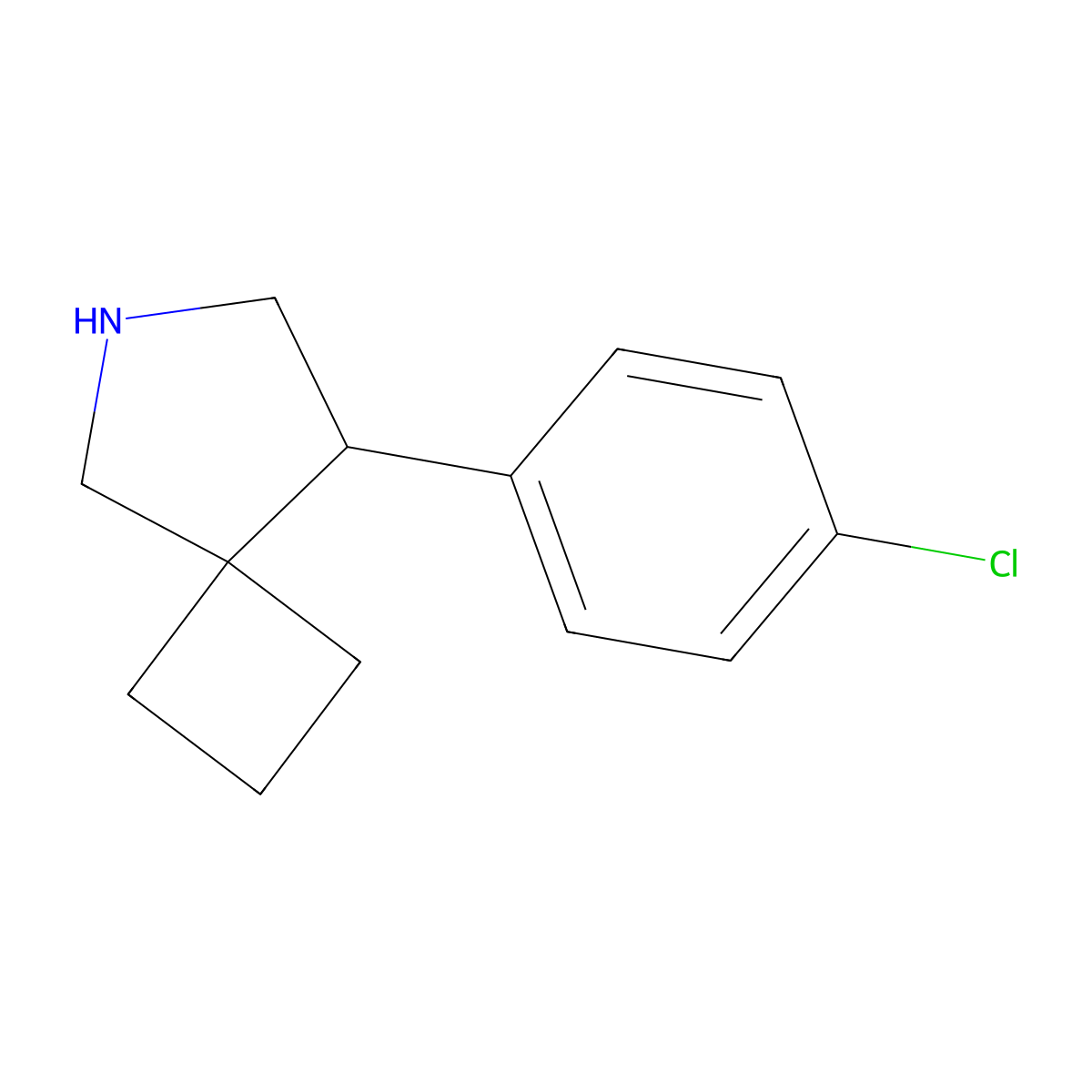 8-(4-Chlorophenyl)-6-azaspiro[3.4]octane molecular structure, CAS 2060005-29-8