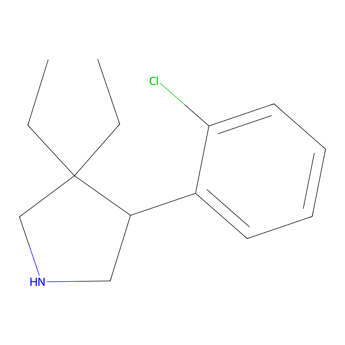 4-(2-Chlorophenyl)-3,3-diethylpyrrolidine molecular structure, CAS 2060005-35-6