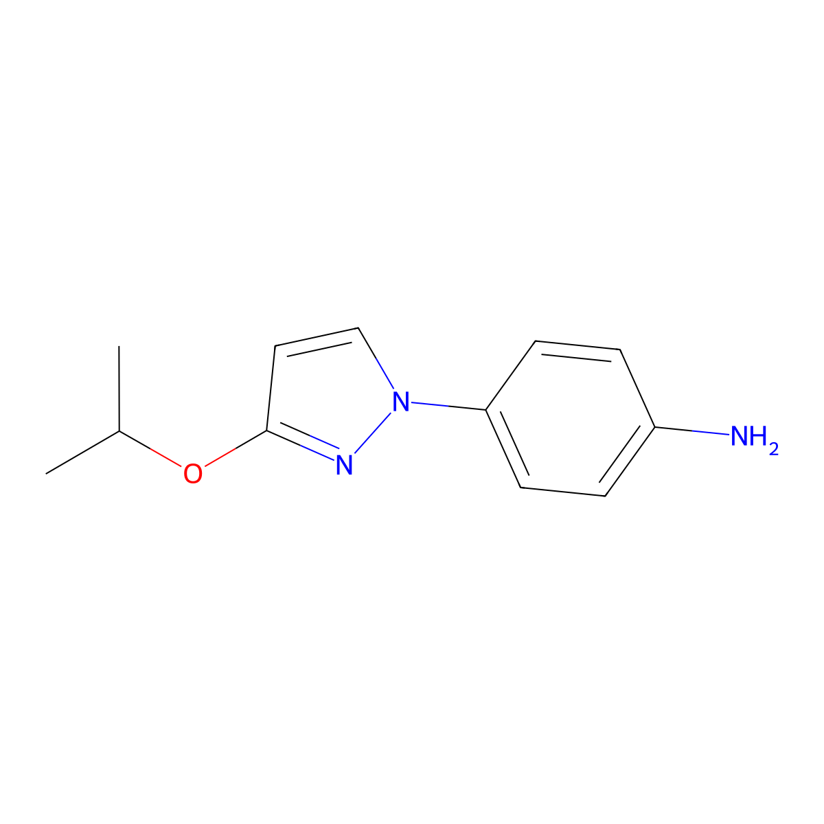 4-[3-(Propan-2-yloxy)-1H-pyrazol-1-yl]aniline molecular structure, CAS 2060005-37-8