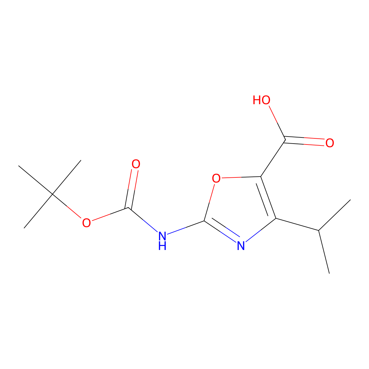 2-{[(Tert-butoxy)carbonyl]amino}-4-(propan-2-yl)-1,3-oxazole-5-carboxylic acid molecular structure, CAS 2060005-38-9