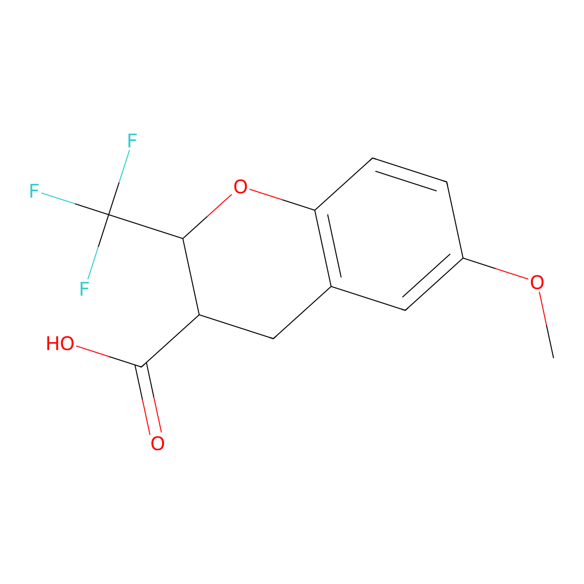 6-Methoxy-2-(trifluoromethyl)-3,4-dihydro-2H-1-benzopyran-3-carboxylic acid molecular structure, CAS 2060005-50-5