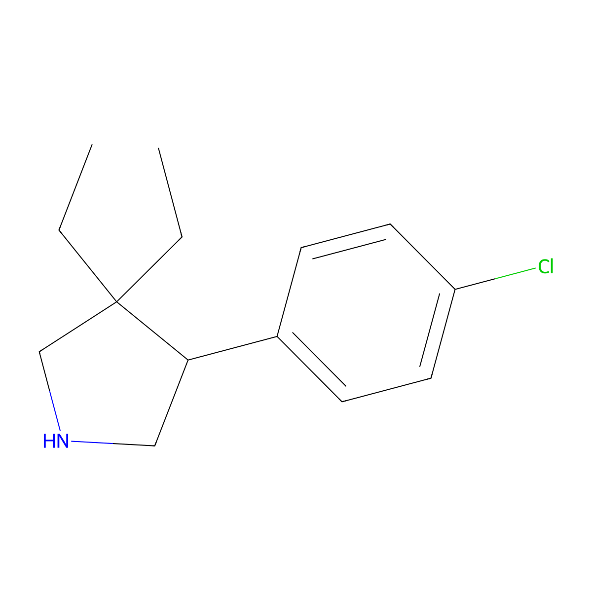 4-(4-Chlorophenyl)-3,3-diethylpyrrolidine molecular structure, CAS 2060005-56-1