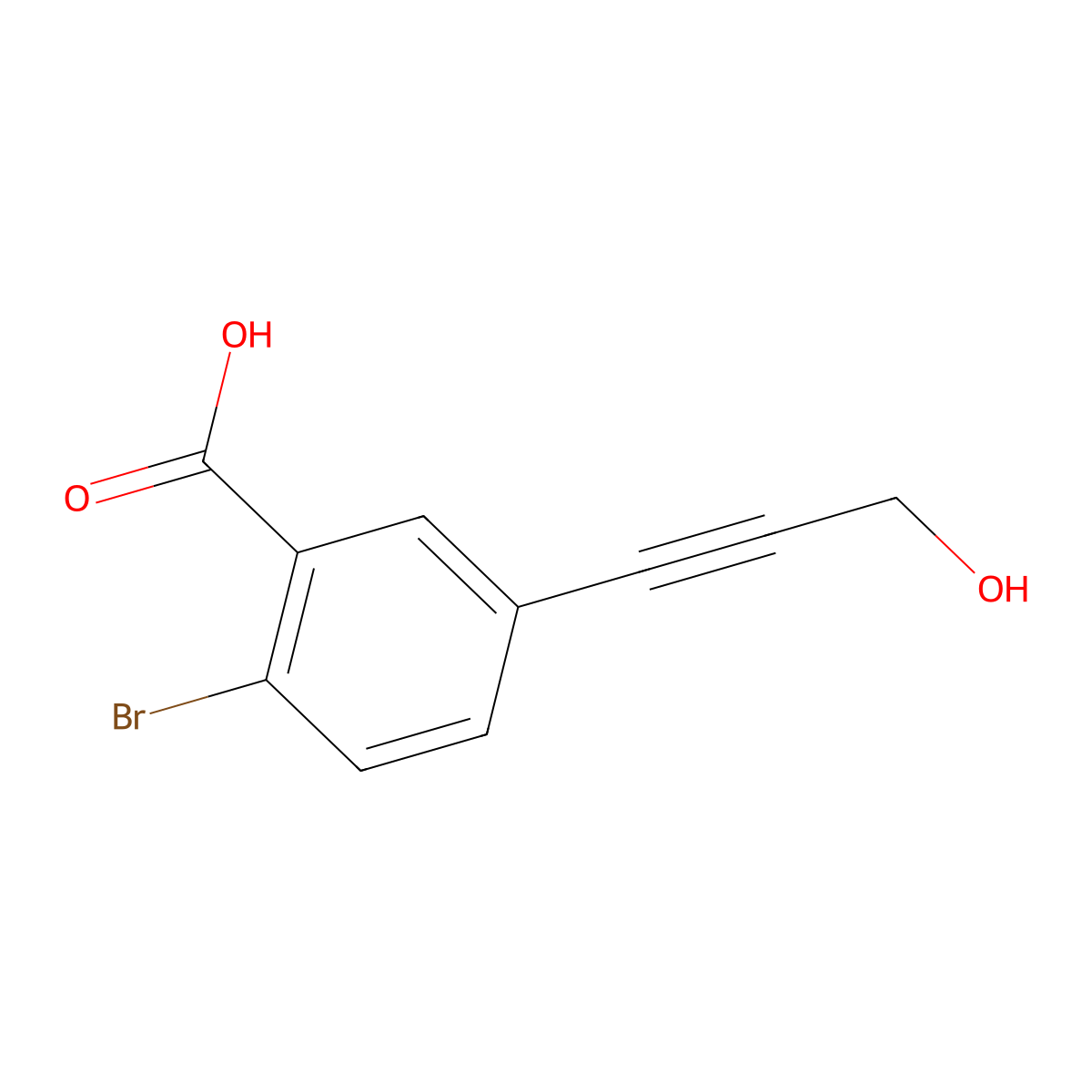 2-Bromo-5-(3-hydroxyprop-1-yn-1-yl)benzoic acid molecular structure, CAS 2060005-64-1