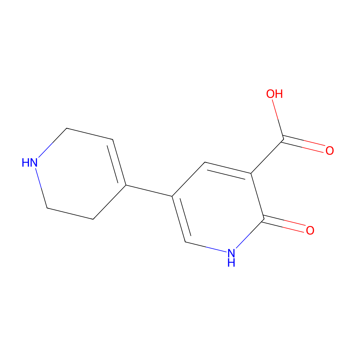 2-Oxo-5-(1,2,3,6-tetrahydropyridin-4-yl)-1,2-dihydropyridine-3-carboxylic acid molecular structure, CAS 2060005-70-9