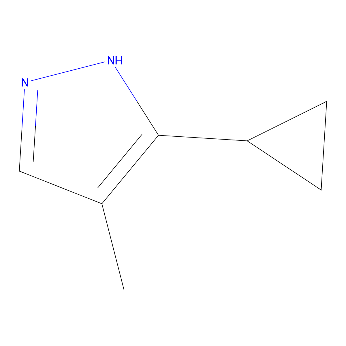 3-cyclopropyl-4-methyl-1H-pyrazole molecular structure, CAS 2060005-76-5