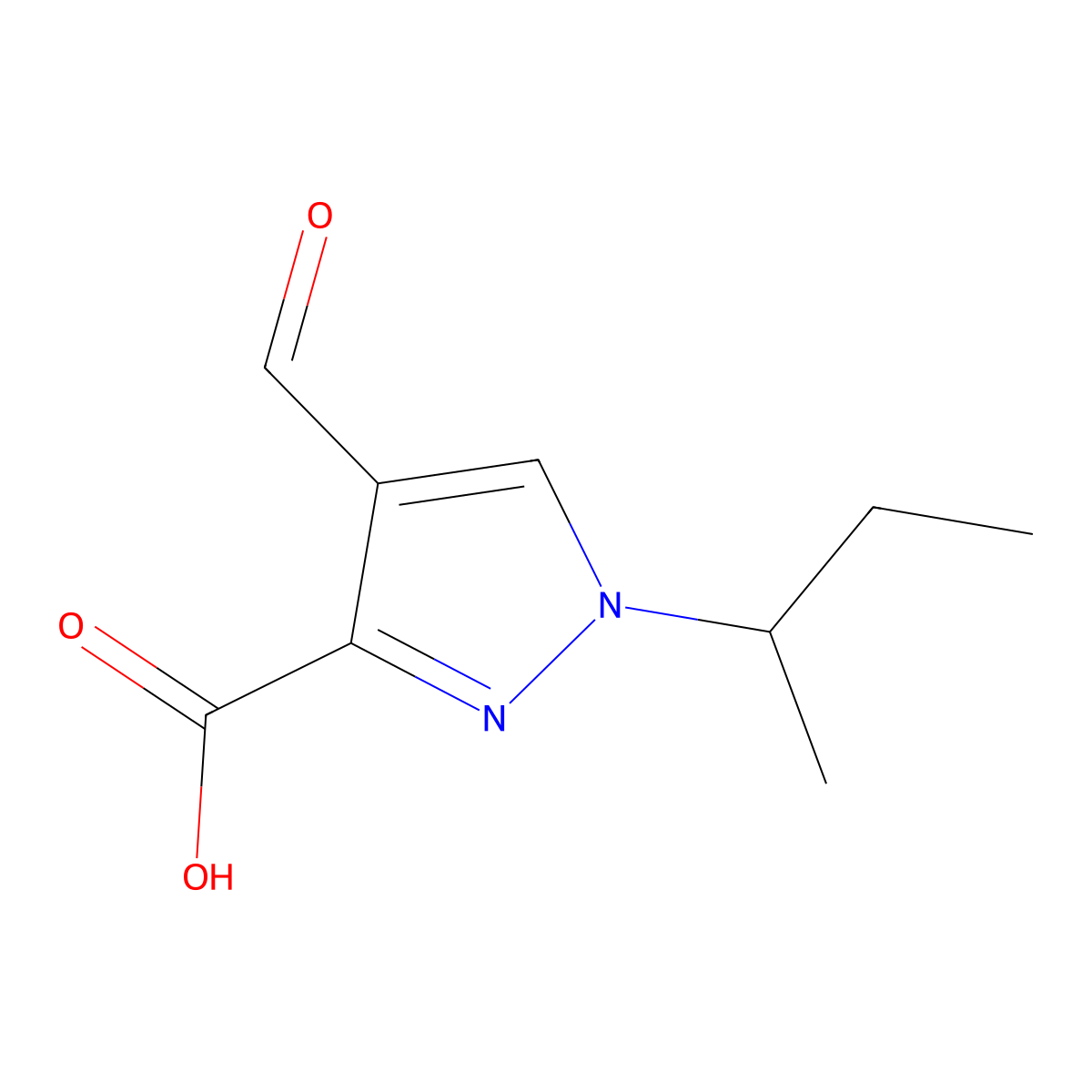 1-(Butan-2-yl)-4-formyl-1H-pyrazole-3-carboxylic acid molecular structure, CAS 2060005-80-1