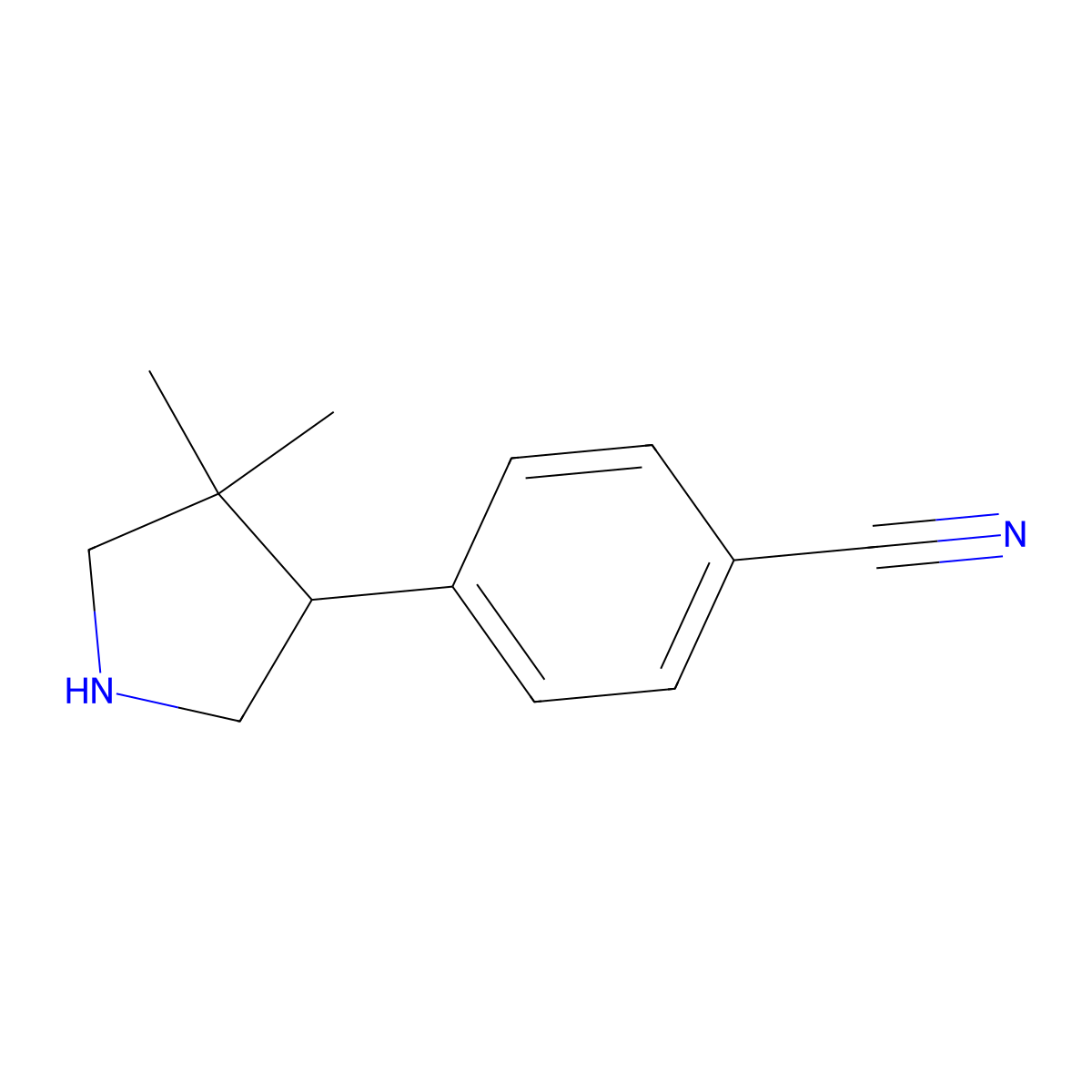 4-(4,4-Dimethylpyrrolidin-3-yl)benzonitrile molecular structure, CAS 2060005-81-2