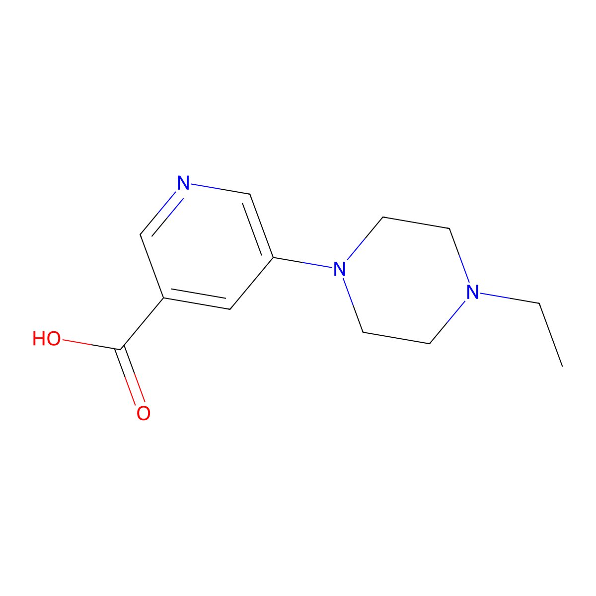 5-(4-Ethylpiperazin-1-yl)pyridine-3-carboxylic acid molecular structure, CAS 2060005-85-6