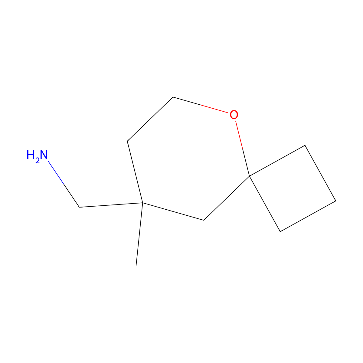 {8-Methyl-5-oxaspiro[3.5]nonan-8-yl}methanamine molecular structure, CAS 2060005-87-8
