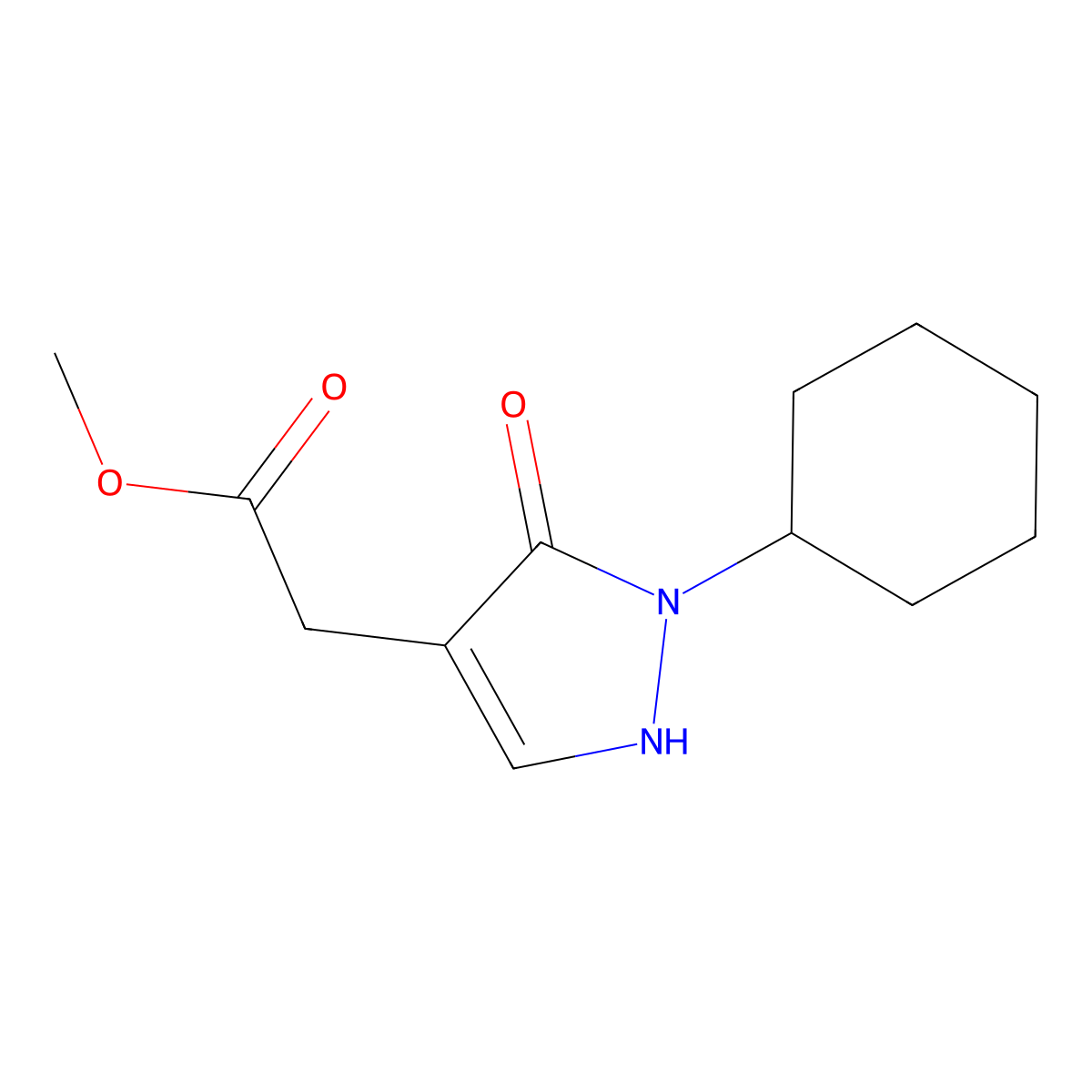 Methyl 2-(2-cyclohexyl-3-oxo-2,3-dihydro-1H-pyrazol-4-yl)acetate molecular structure, CAS 2060005-88-9