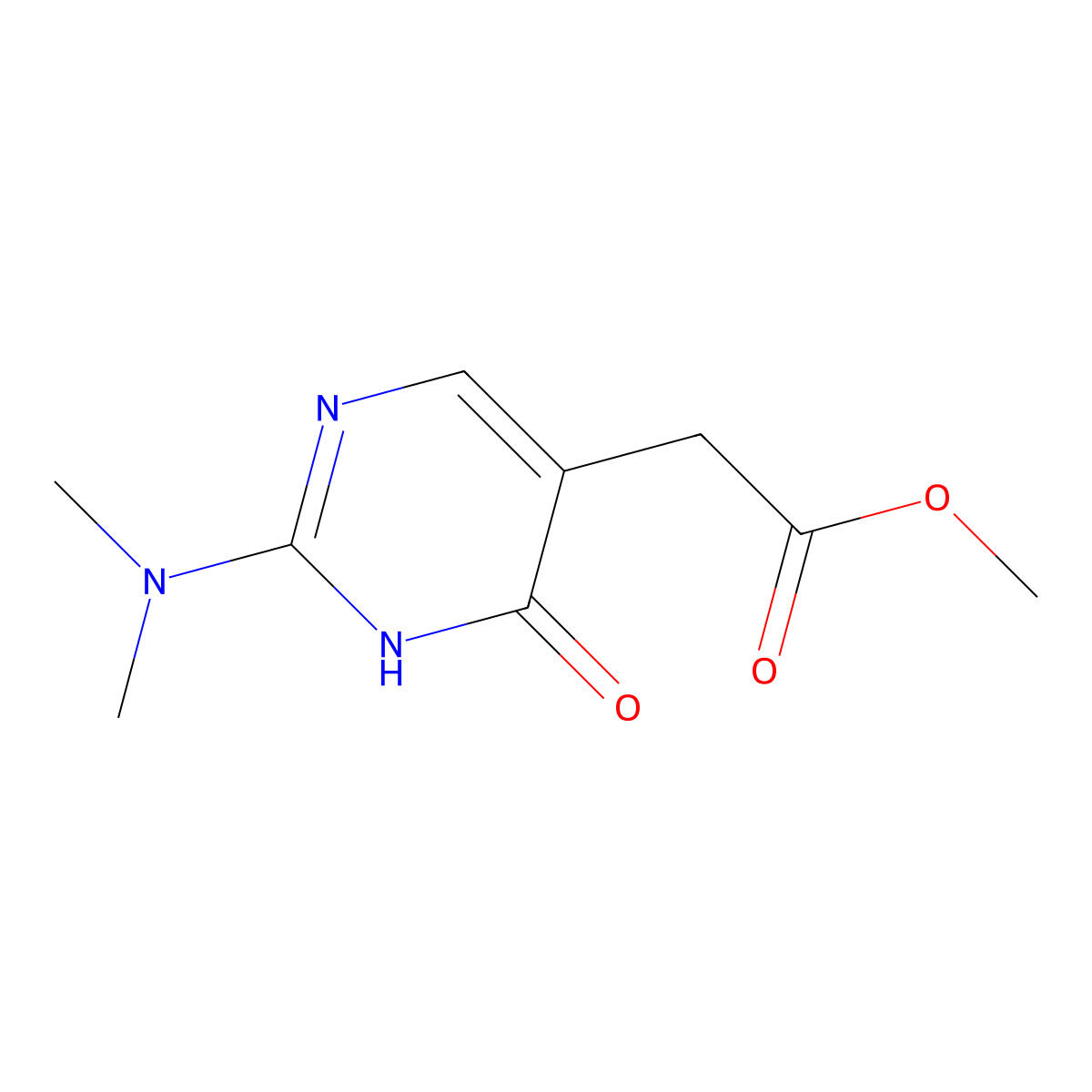 Methyl 2-[2-(dimethylamino)-6-oxo-1,6-dihydropyrimidin-5-yl]acetate molecular structure, CAS 2060005-93-6