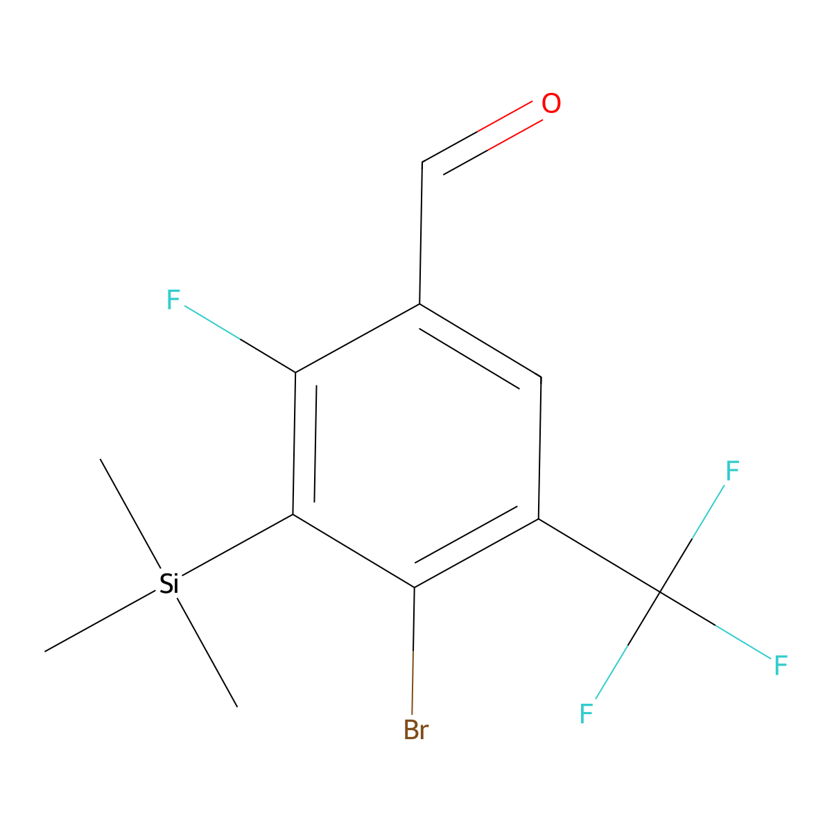 4-Bromo-2-fluoro-5-(trifluoromethyl)-3-(trimethylsilyl)benzaldehyde molecular structure, CAS 2060005-95-8