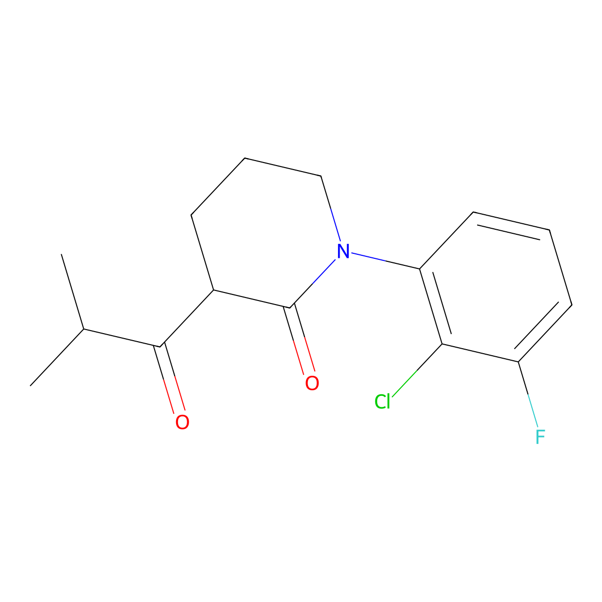 1-(2-Chloro-3-fluorophenyl)-3-(2-methylpropanoyl)piperidin-2-one molecular structure, CAS 2060006-01-9