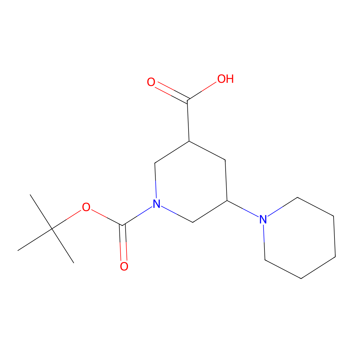 1-[(tert-Butoxy)carbonyl]-5-(piperidin-1-yl)piperidine-3-carboxylic acid molecular structure, CAS 2060006-20-2