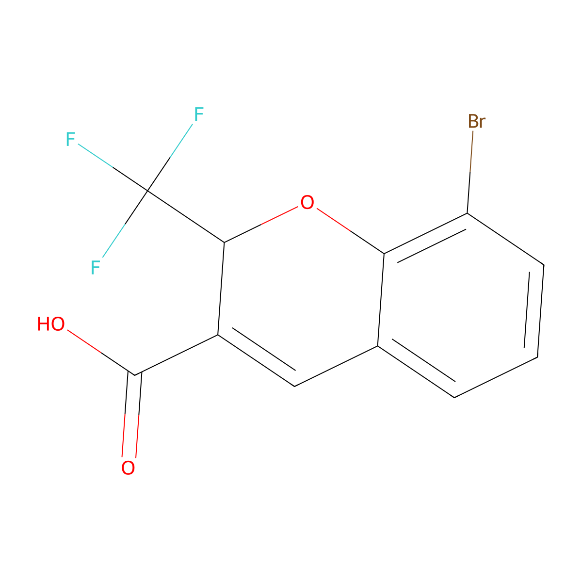8-bromo-2-(trifluoromethyl)-2H-chromene-3-carboxylic acid molecular structure, CAS 2060006-23-5