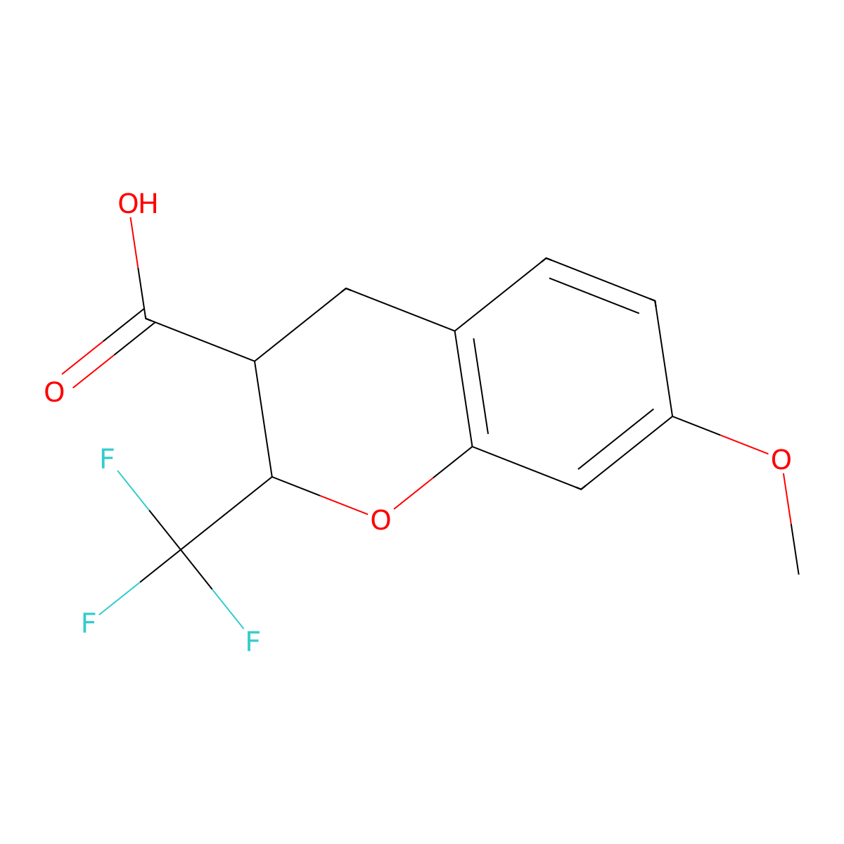 7-Methoxy-2-(trifluoromethyl)-3,4-dihydro-2H-1-benzopyran-3-carboxylic acid molecular structure, CAS 2060006-31-5