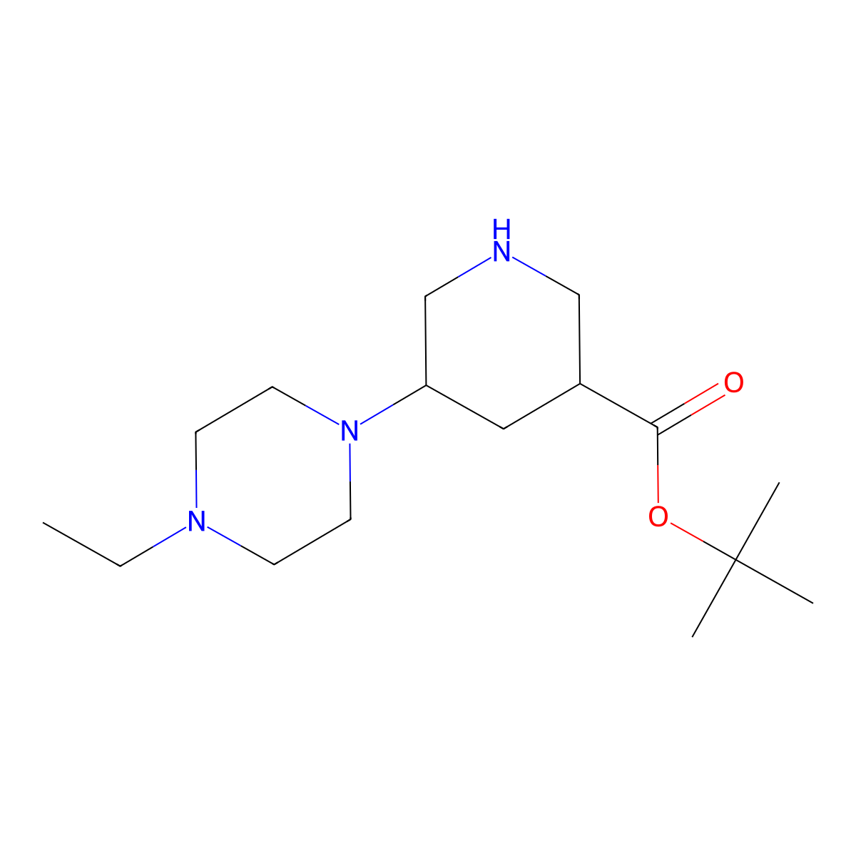 tert-Butyl 5-(4-ethylpiperazin-1-yl)piperidine-3-carboxylate molecular structure, CAS 2060006-33-7