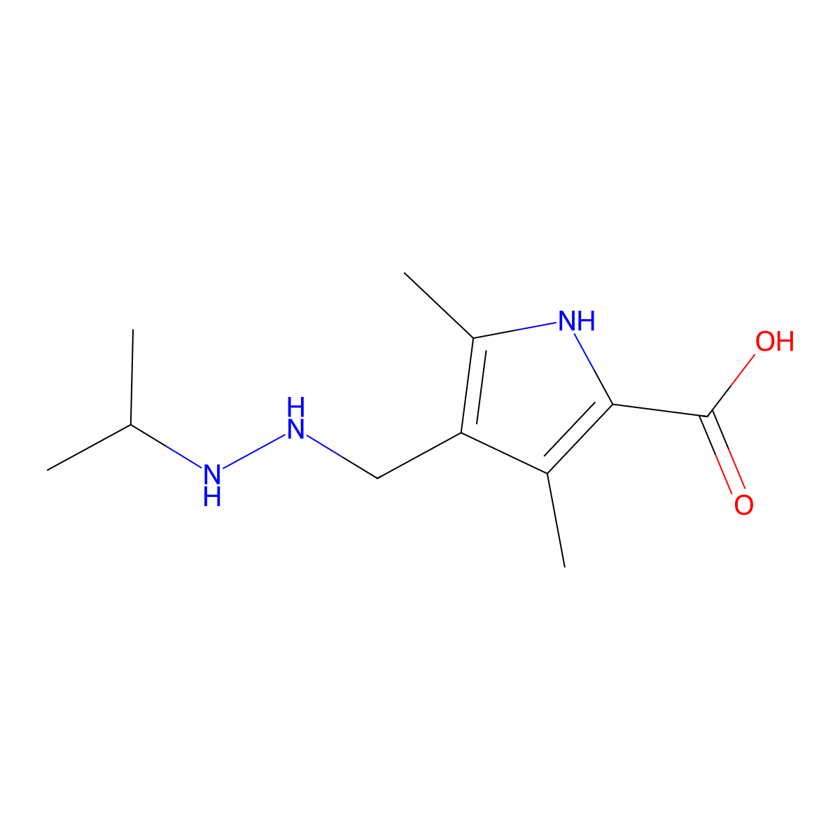 3,5-Dimethyl-4-{[2-(propan-2-yl)hydrazin-1-yl]methyl}-1H-pyrrole-2-carboxylic acid molecular structure, CAS 2060006-40-6