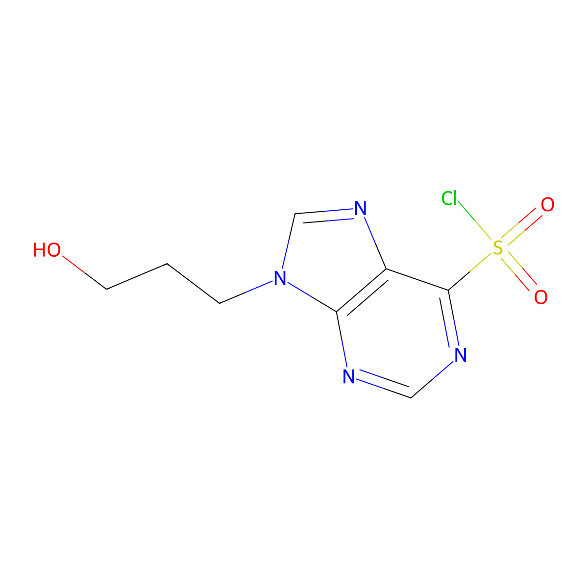 9-(3-Hydroxypropyl)-9H-purine-6-sulfonyl chloride molecular structure, CAS 2060006-54-2