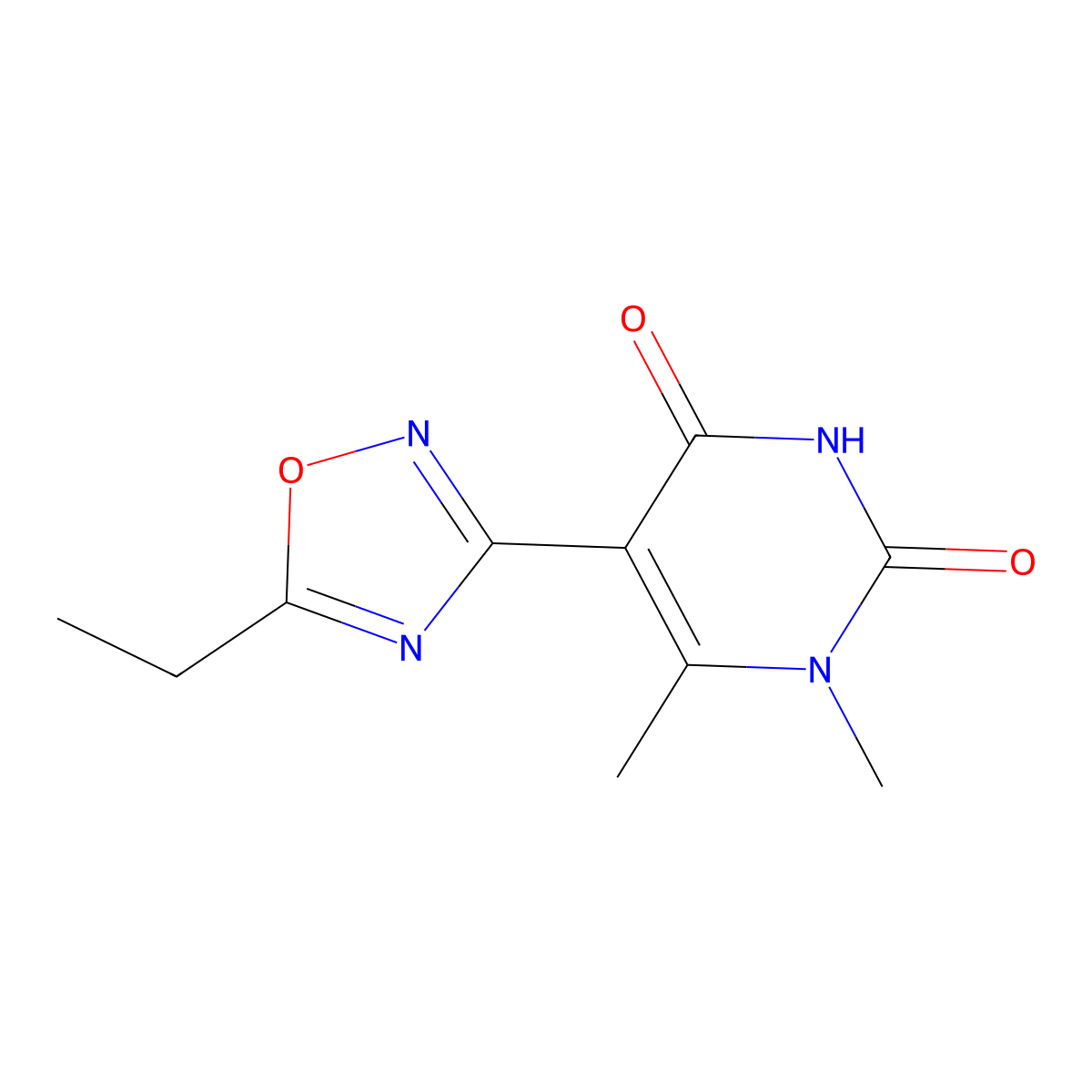 5-(5-Ethyl-1,2,4-oxadiazol-3-yl)-1,6-dimethyl-1,2,3,4-tetrahydropyrimidine-2,4-dione molecular structure, CAS 2060006-56-4