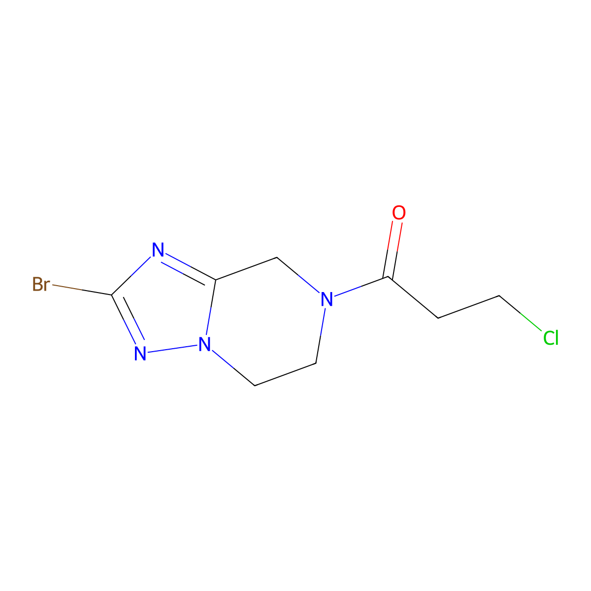 1-{2-bromo-5H,6H,7H,8H-[1,2,4]triazolo[1,5-a]pyrazin-7-yl}-3-chloropropan-1-one molecular structure, CAS 2060006-75-7
