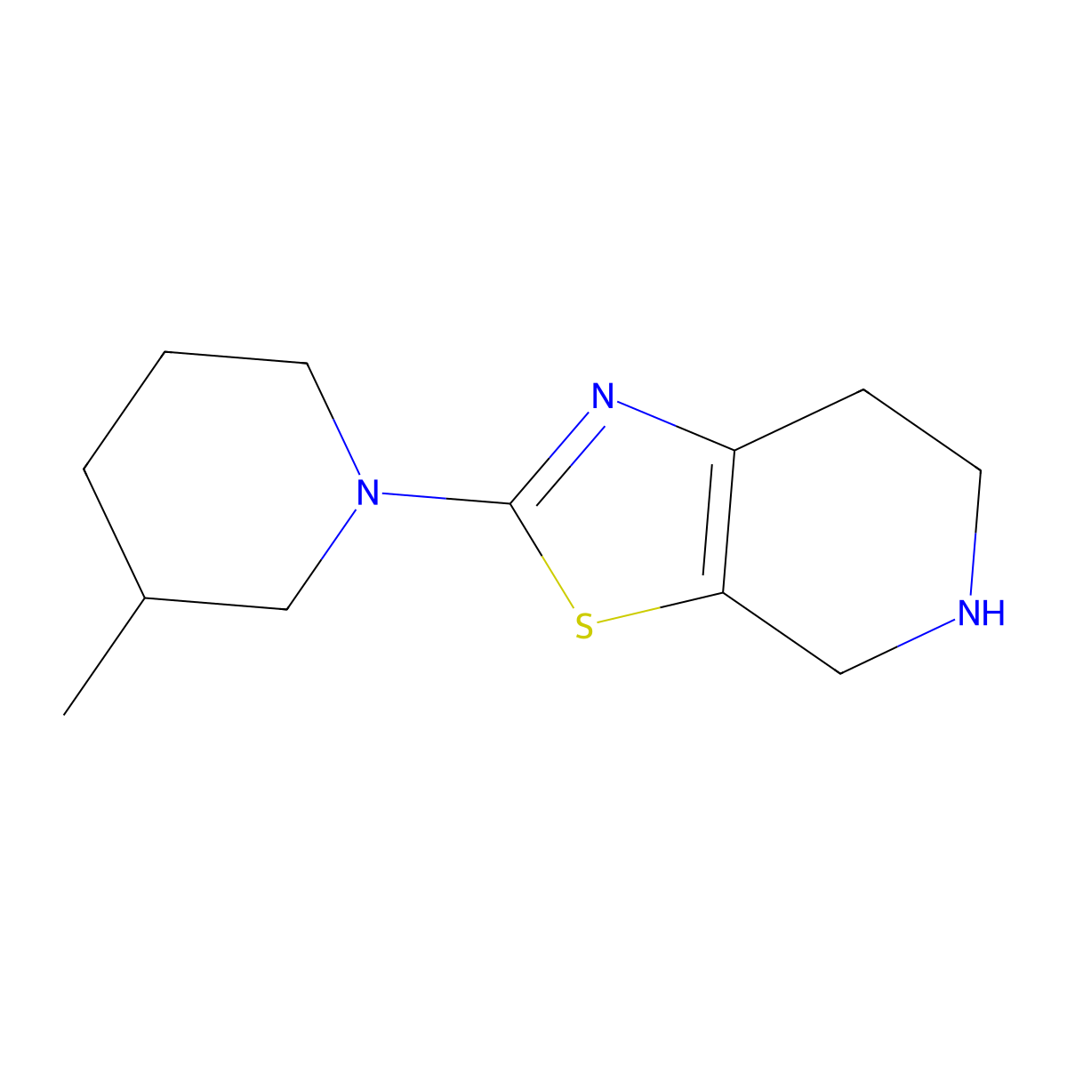 3-Methyl-1-{4H,5H,6H,7H-[1,3]thiazolo[5,4-c]pyridin-2-yl}piperidine molecular structure, CAS 2060006-79-1