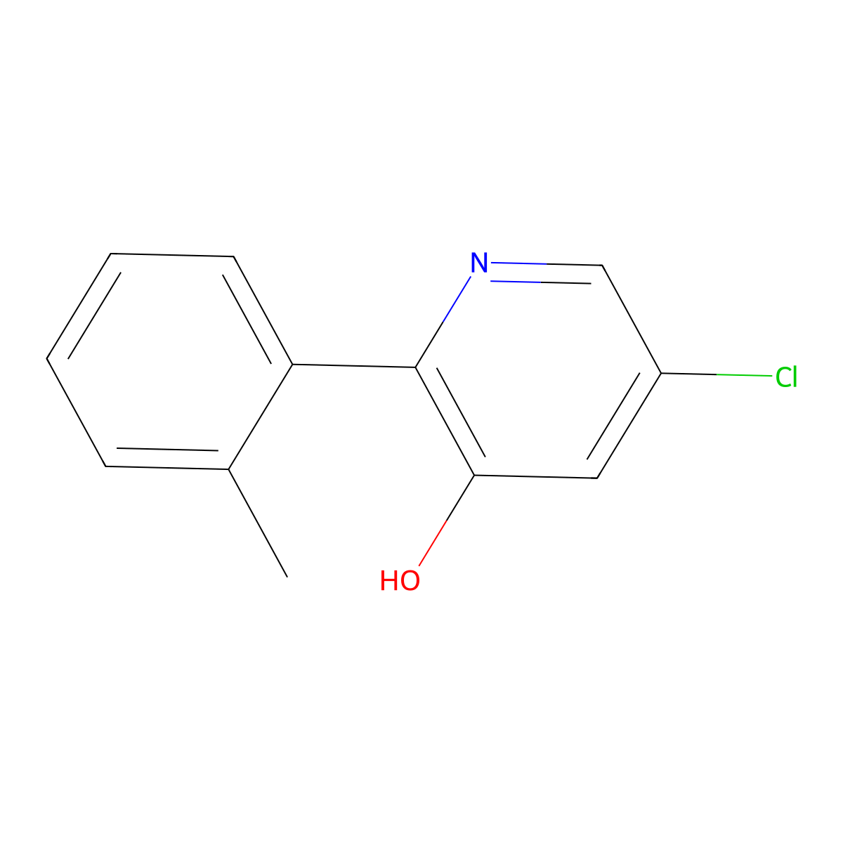 5-Chloro-2-(2-methylphenyl)pyridin-3-ol molecular structure, CAS 2060007-33-0