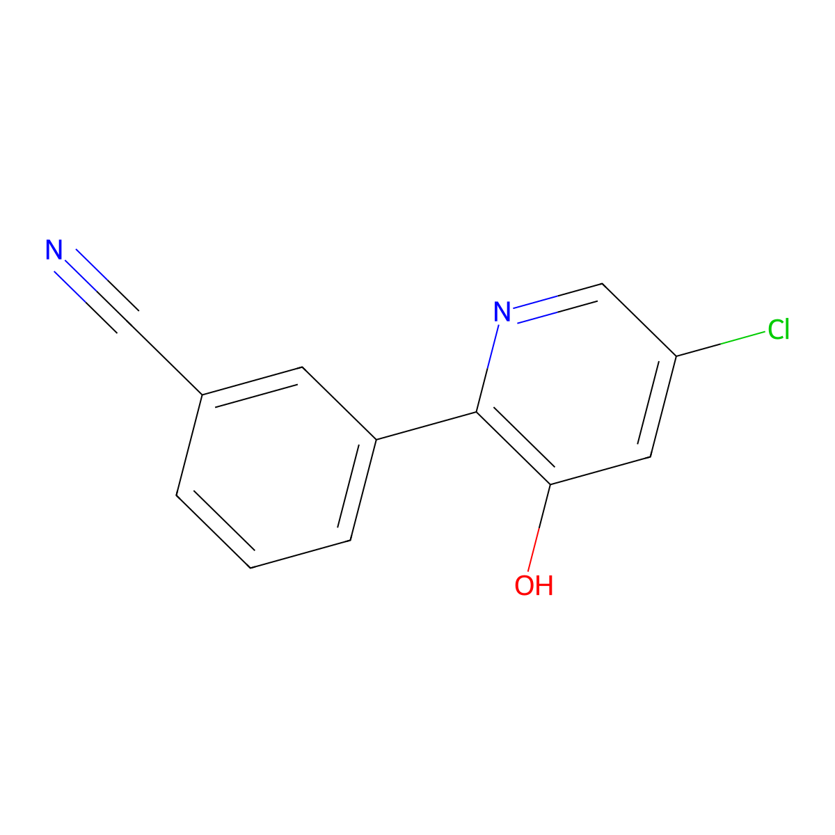 3-(5-Chloro-3-hydroxypyridin-2-yl)benzonitrile molecular structure, CAS 2060007-42-1