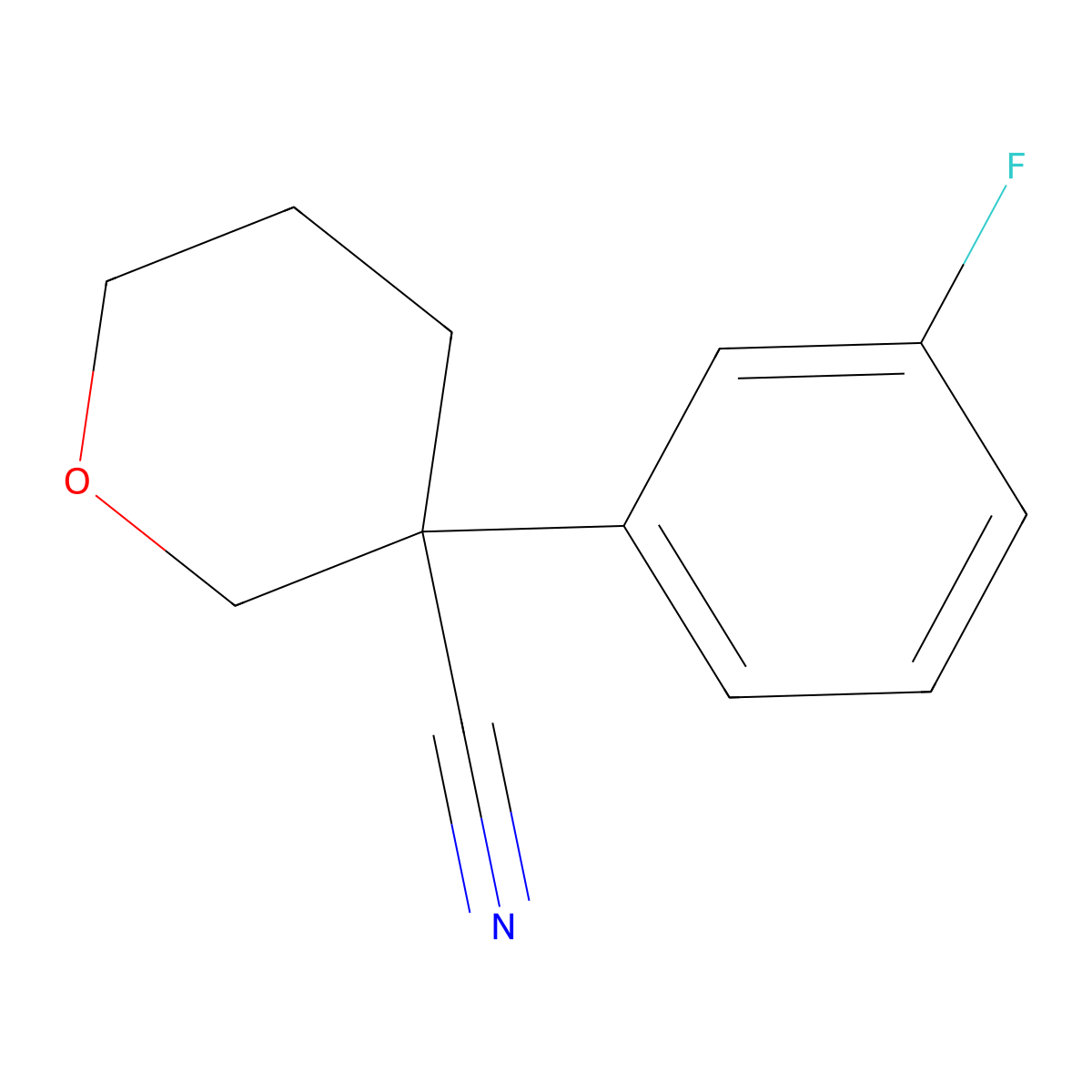 3-(3-Fluorophenyl)oxane-3-carbonitrile molecular structure, CAS 2060007-46-5