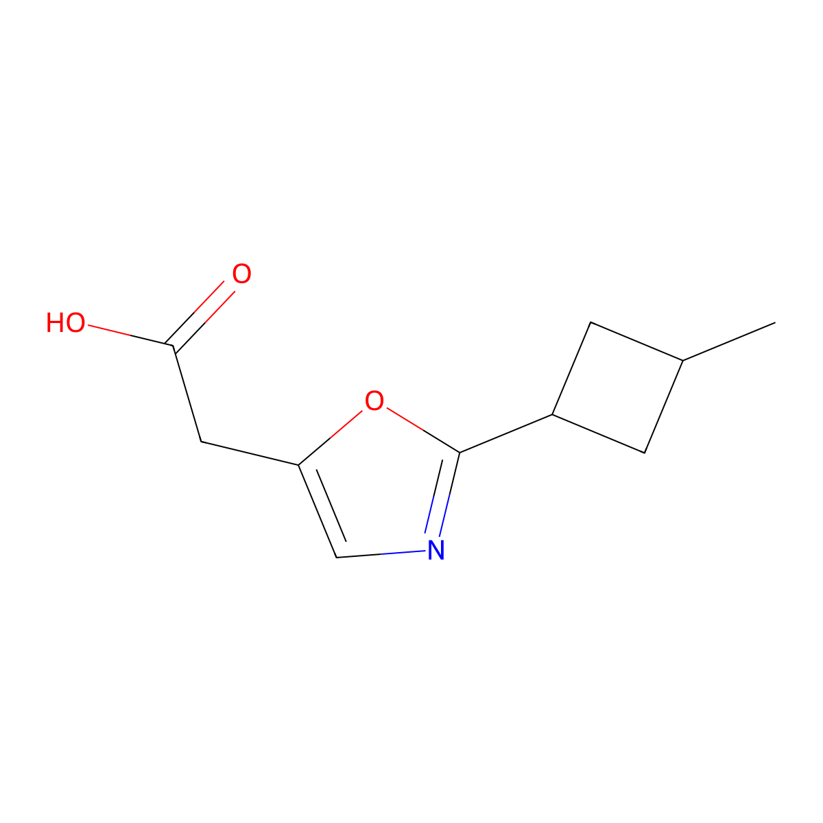 2-[2-(3-Methylcyclobutyl)-1,3-oxazol-5-yl]acetic acid molecular structure, CAS 2060007-47-6