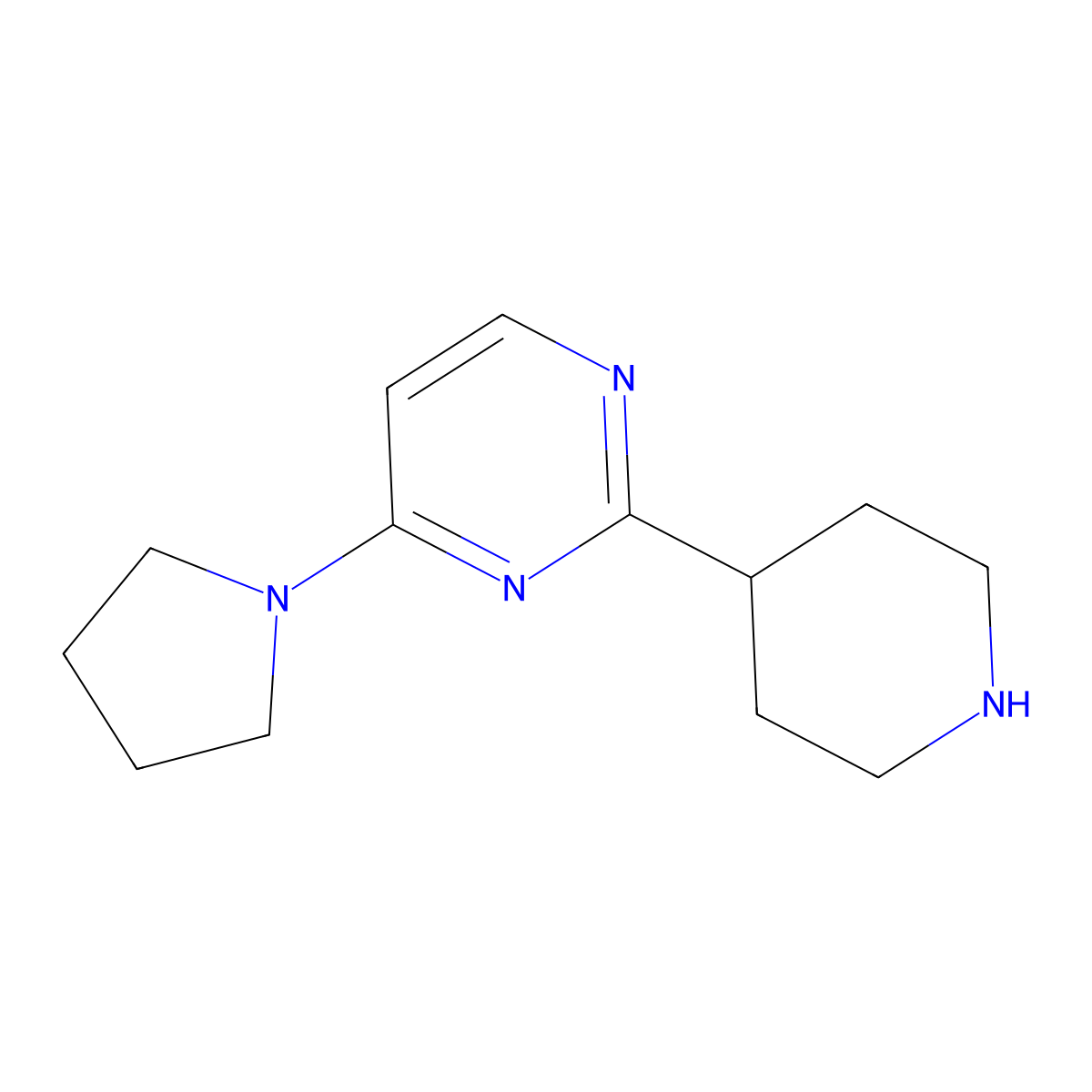 2-(Piperidin-4-yl)-4-(pyrrolidin-1-yl)pyrimidine molecular structure, CAS 2060007-50-1