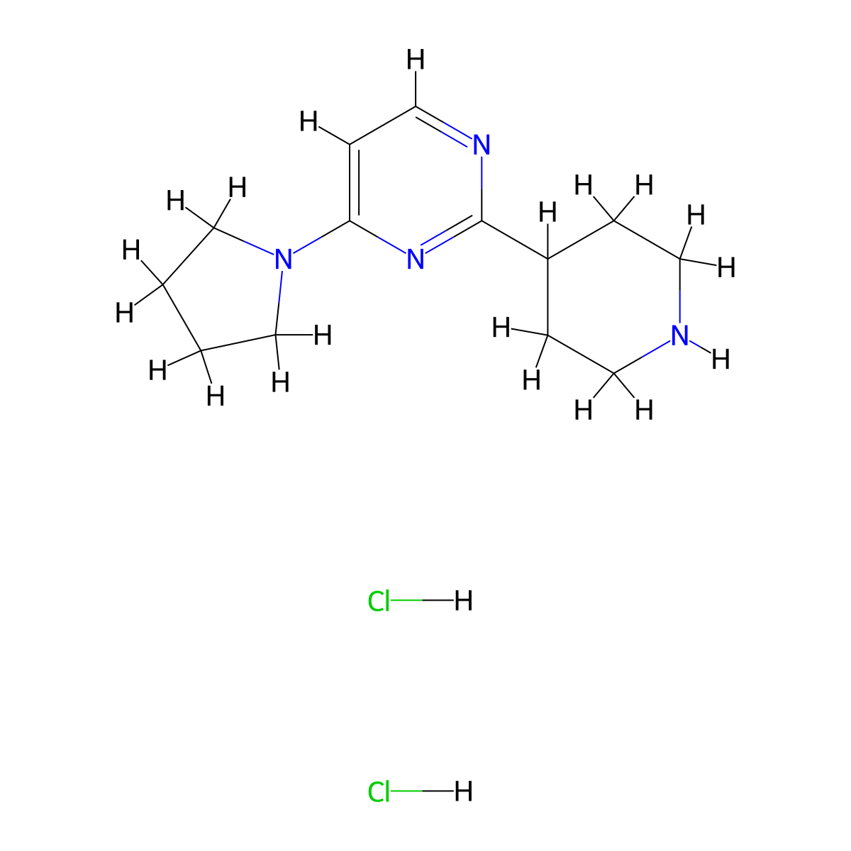 2-(Piperidin-4-yl)-4-(pyrrolidin-1-yl)pyrimidine dihydrochloride molecular structure, CAS 2060007-51-2