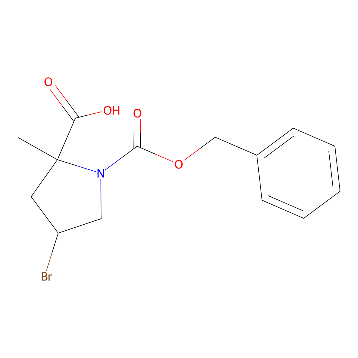1-[(Benzyloxy)carbonyl]-4-bromo-2-methylpyrrolidine-2-carboxylic acid molecular structure, CAS 2060007-77-2