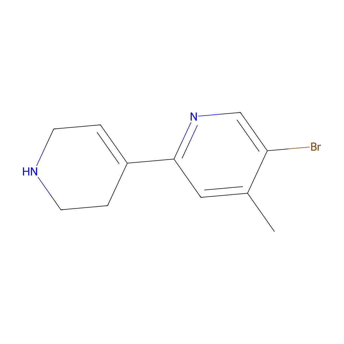 5-Bromo-4-methyl-2-(1,2,3,6-tetrahydropyridin-4-yl)pyridine molecular structure, CAS 2060007-85-2